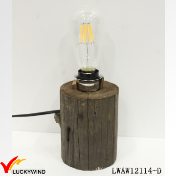 Old Aged Farmhouse Vintage Wood Base Table Lamp